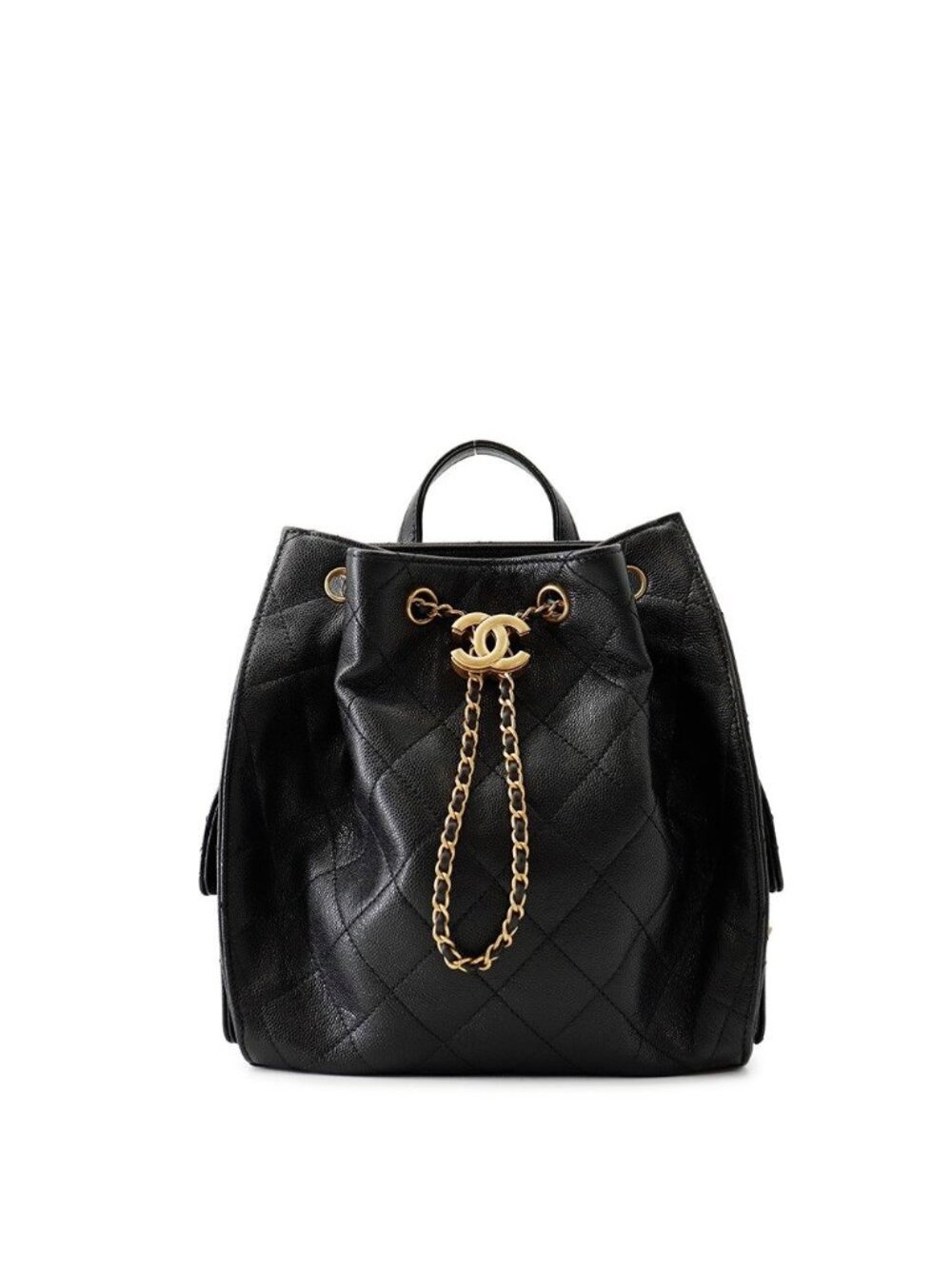 Chanel Backpack 25 Quilted CC Logo Caviar Leather Black